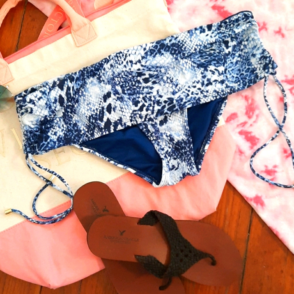 Blue Python Bikini Bottoms - Size Latge